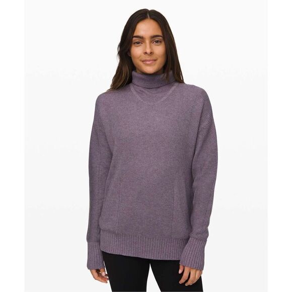 Lululemon Cozy Calling Turtleneck Sweater Thermal Size M Heathered Purple - Picture 1 of 6